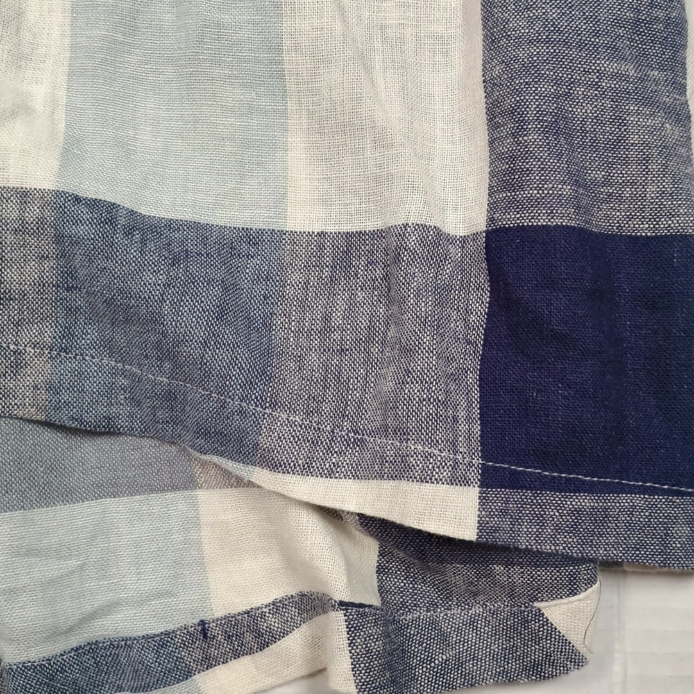 Soft Surroundings Blue Carreaux Plaid Linen Blend Button Zip Back Tunic XL - Picture 3 of 12